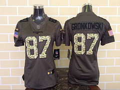 Women New England Patriots #87 Rob Gronkowski Green Salute To Service Limited Jersey