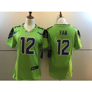 Women Nike NFL Seahawks 12 Fan Green Color Rush Jersey