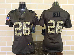 Women Pittsburgh Steelers #26 Le'Veon Bell Green Salute To Service Limited Jersey
