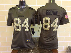 Women Pittsburgh Steelers #84 Brown Green Salute To Service Limited Jersey