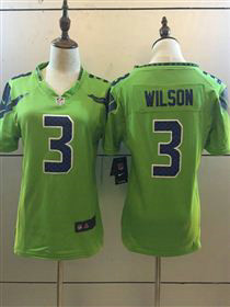 Women Seahawks 3 Russell Wilson Green Color Rush Limited Jersey