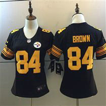 Women Steelers 84 Antonio Brown Black Color Rush Limited Jersey