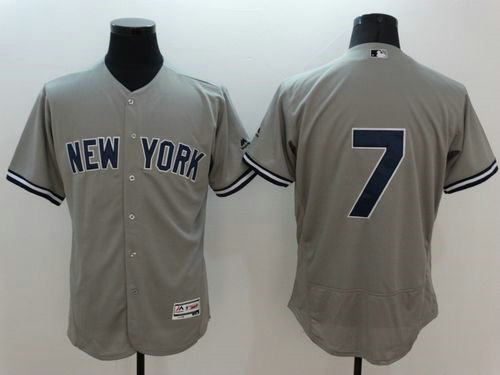 Yankees #7 Mickey Mantle Grey Flexbase Authentic Collection Stitched Baseball Jersey