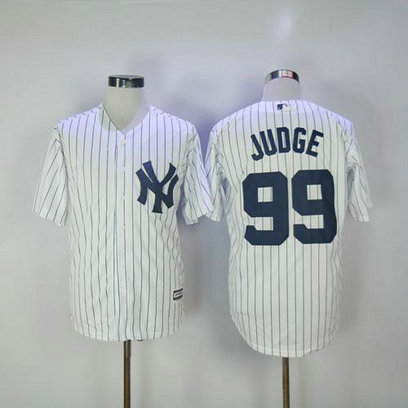 Yankees #99 Aaron Judge White Strip New Cool Base Stitched MLB Jersey