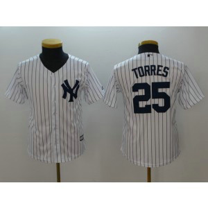 Yankees 25 Gleyber Torres White Cool Base Youth Jersey