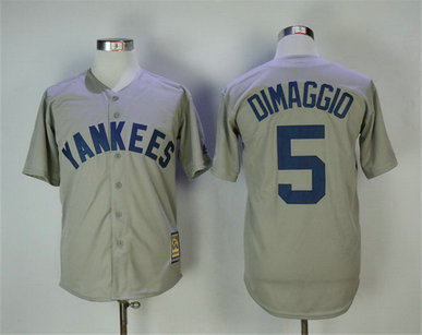 Yankees 5 Joe Dimaggio Gray Cooperstown Collection Throwback MLB Jersey