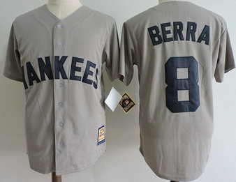 Yankees 8 Yogi Berra Gray Cooperstown Collection Jersey