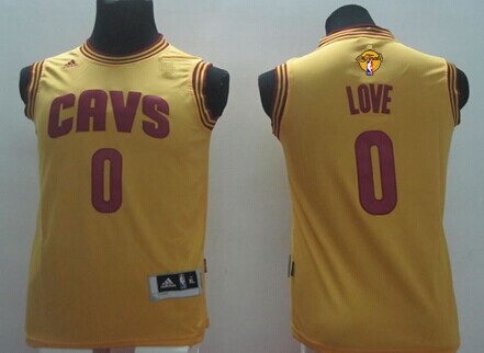 Youth Cleveland Cavaliers #0 Kevin Love Yellow 2016 The NBA Finals Patch Jersey