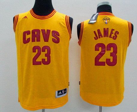 Youth Cleveland Cavaliers #23 LeBron James Yellow 2016 The NBA Finals Patch Jersey