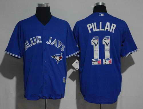 Men's Toronto Blue Jays #11 Kevin Pillar Royal Blue Team Logo Ornamented MLB Majestic Cool Base Stitched Jersey